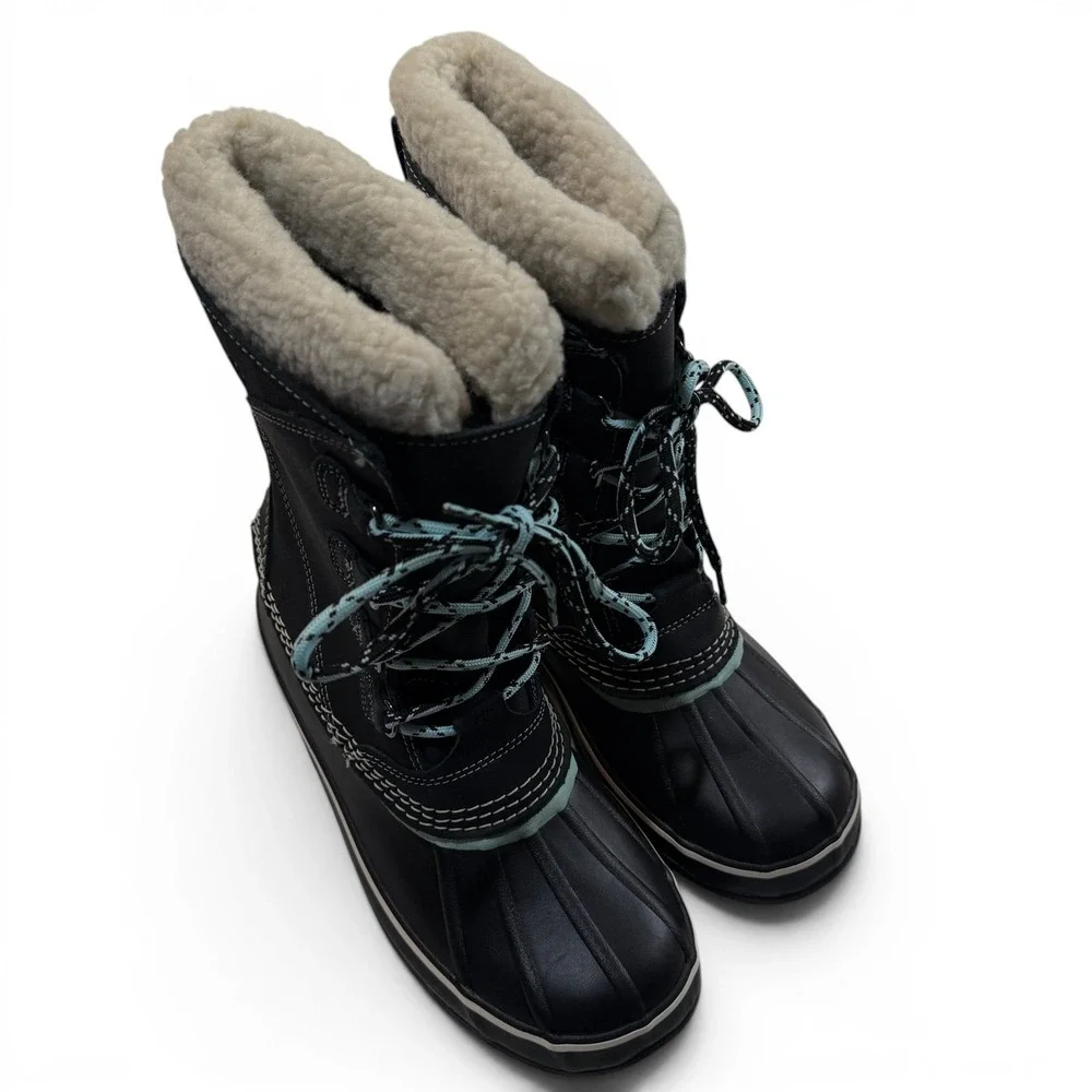 LL Bean Suede Snow Boots Womens 8 Jet Black Waterproof Insulated New